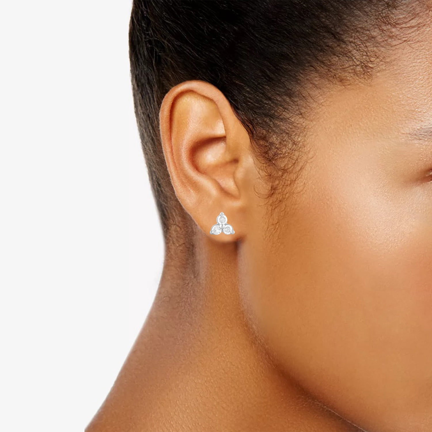 Brilliance Fine Jewelry Hoop & Trio Stud Earring Set, Lab-Grown Diamonds, Sterling Silver - Image 2