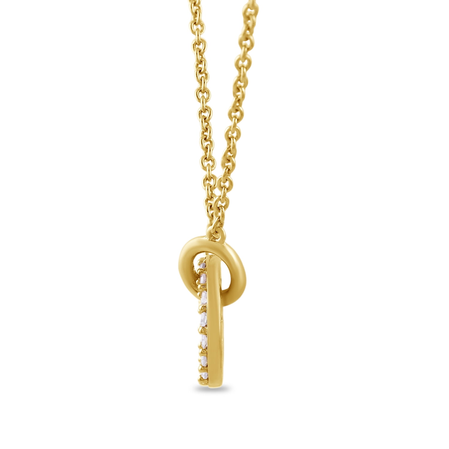 Brilliance Fine Jewelry Lab-Grown Diamond Circle Pendant Necklace in Yellow Gold-Plated Silver - Image 2