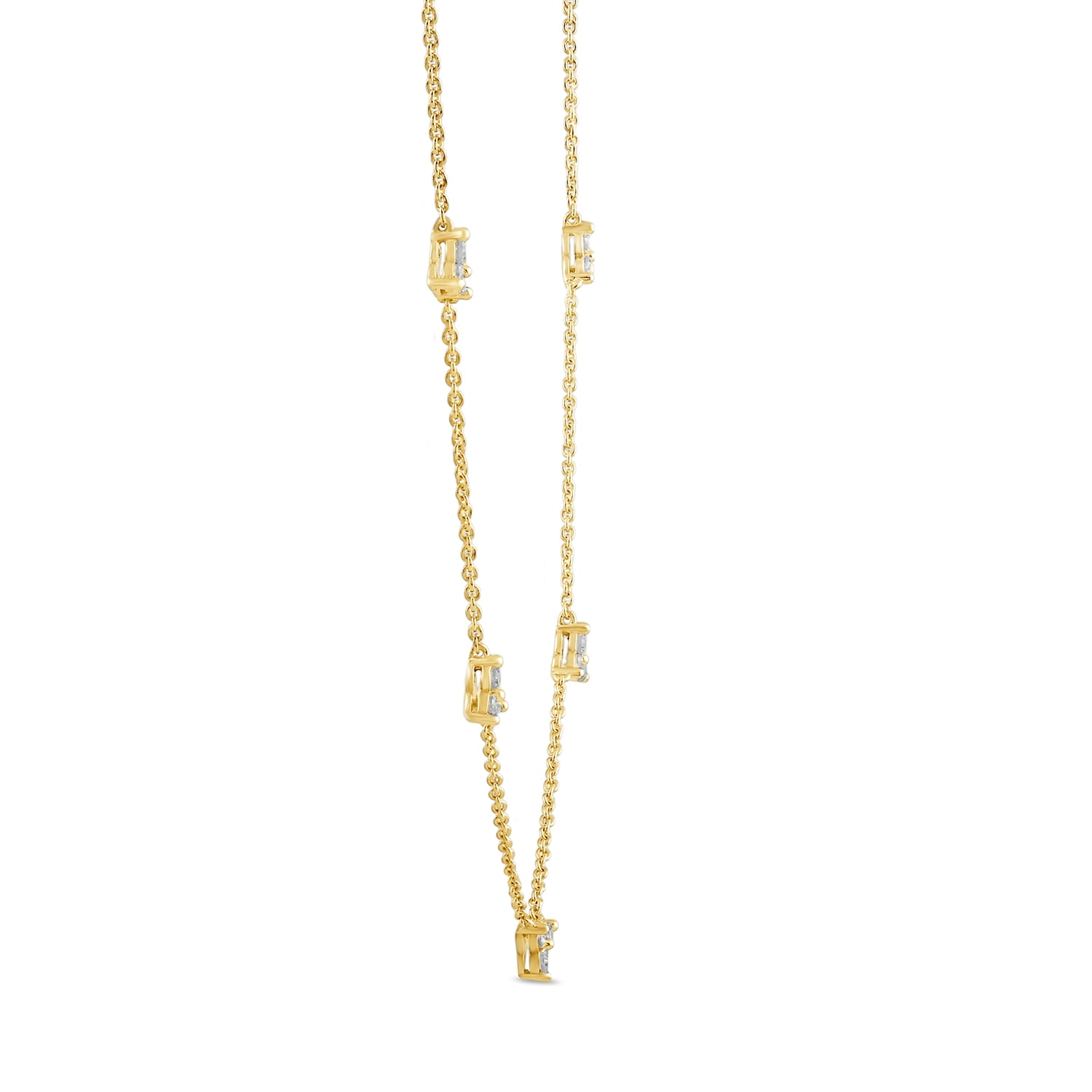 Brilliance Fine Jewelry Lab-Grown Diamond Cluster Station Necklace in Yellow Gold-Plated Silver - Image 3