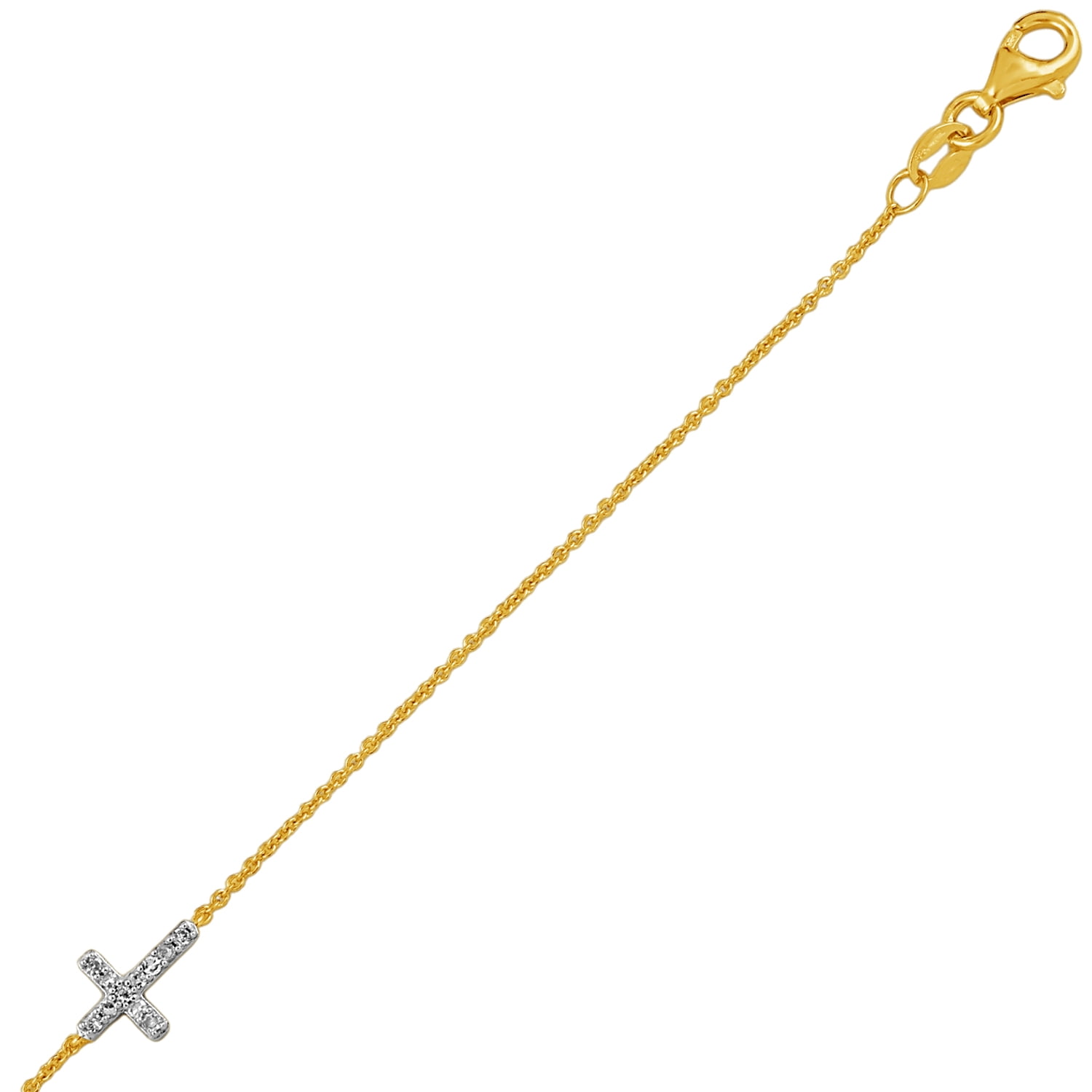 Brilliance Fine Jewelry Lab-Grown Diamond Cross Bracelet in Yellow Gold-Plated Silver - Image 4