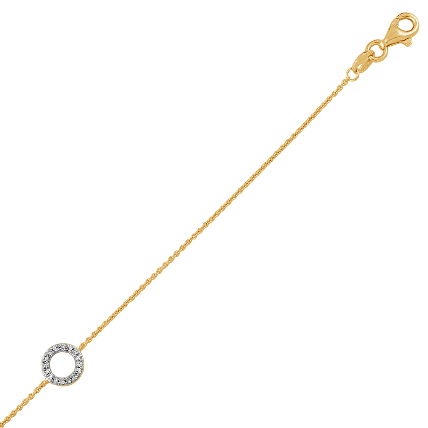 Brilliance Fine Jewelry Lab-Grown Diamond Halo Circle Bracelet in Yellow Gold-Plated Silver - Image 2