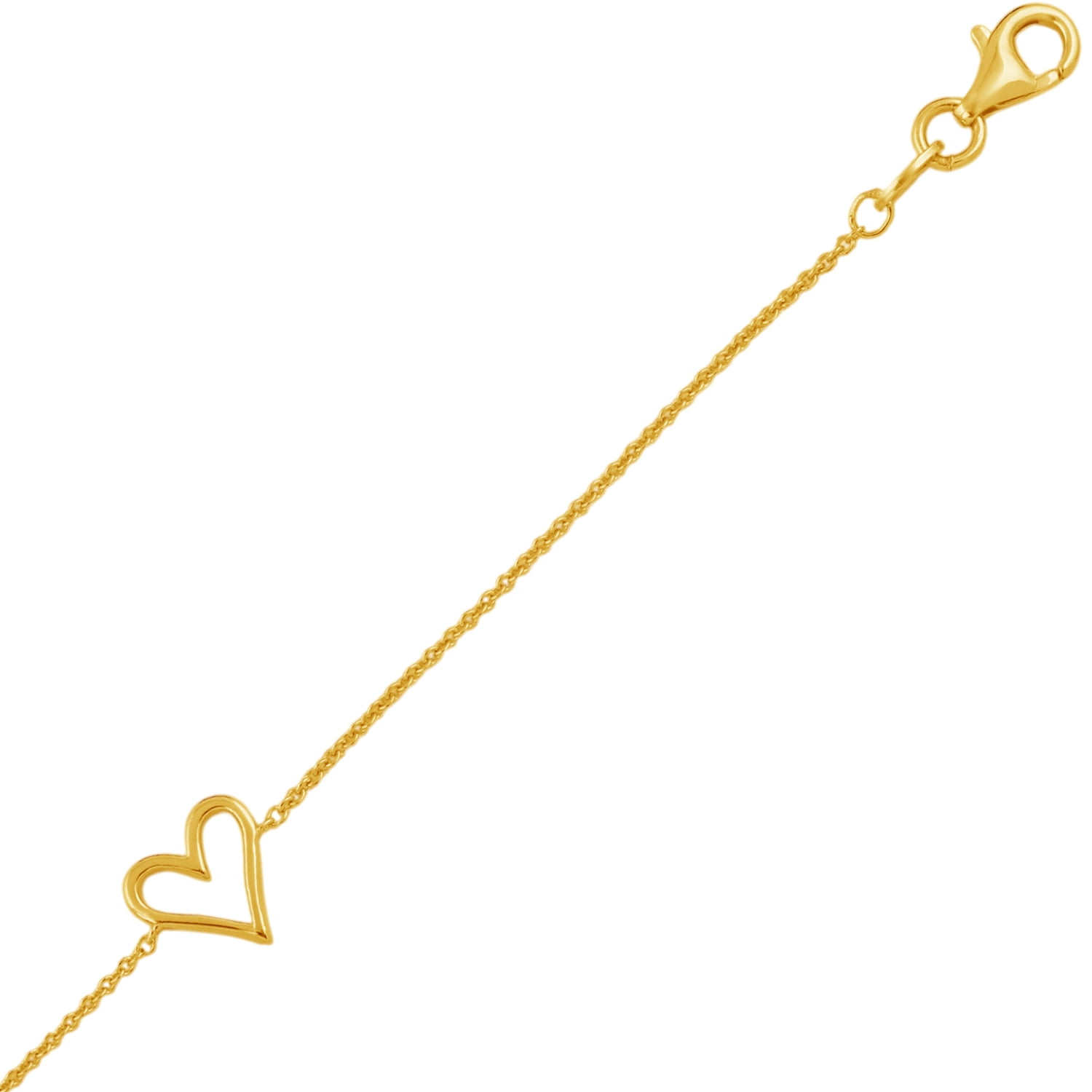Brilliance Fine Jewelry Lab-Grown Diamond Heart Station Bracelet in Yellow Gold-Plated Silver - Image 2