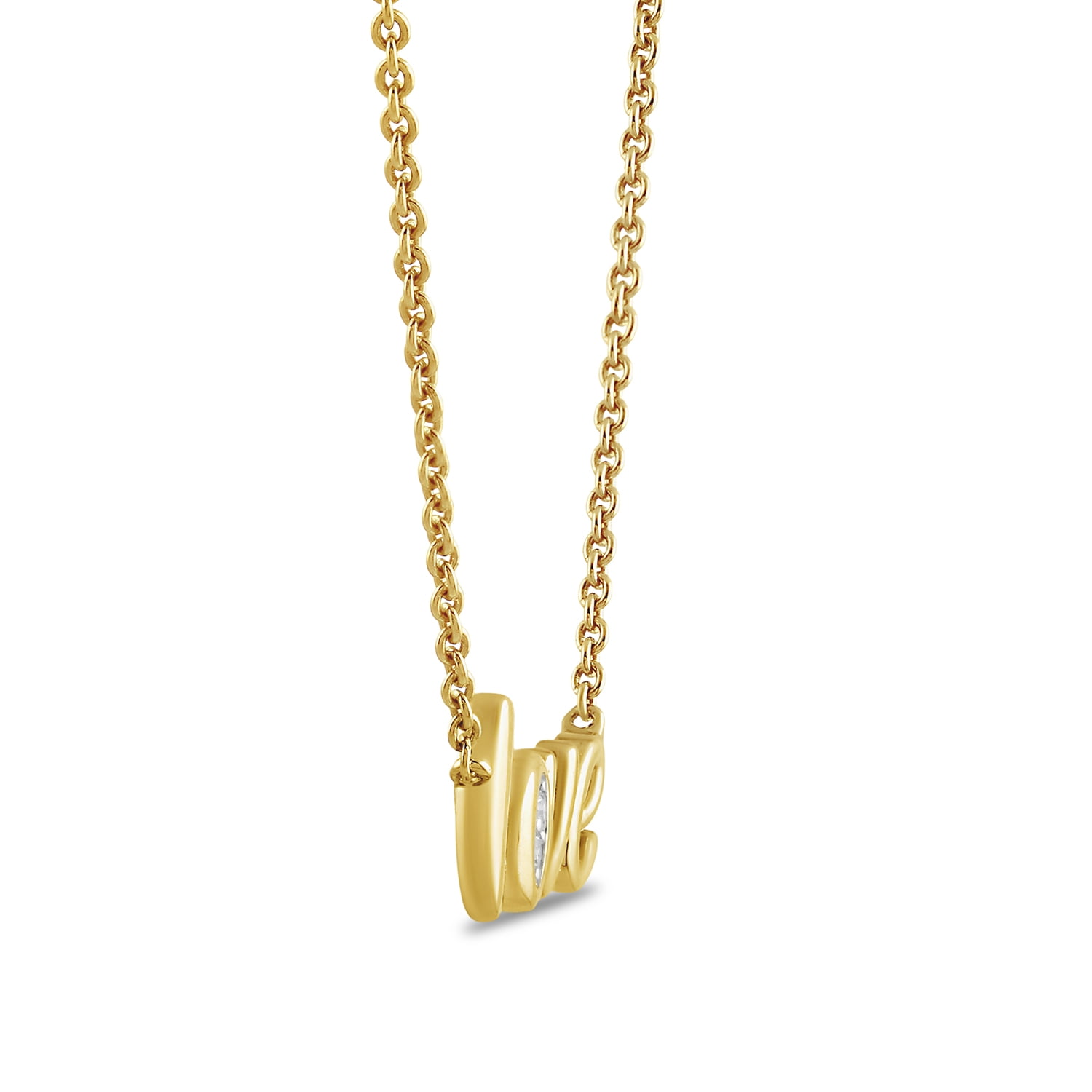 Brilliance Fine Jewelry Lab-Grown Diamond "Love" Pendant Necklace in Yellow Gold-Plated Silver - Image 3