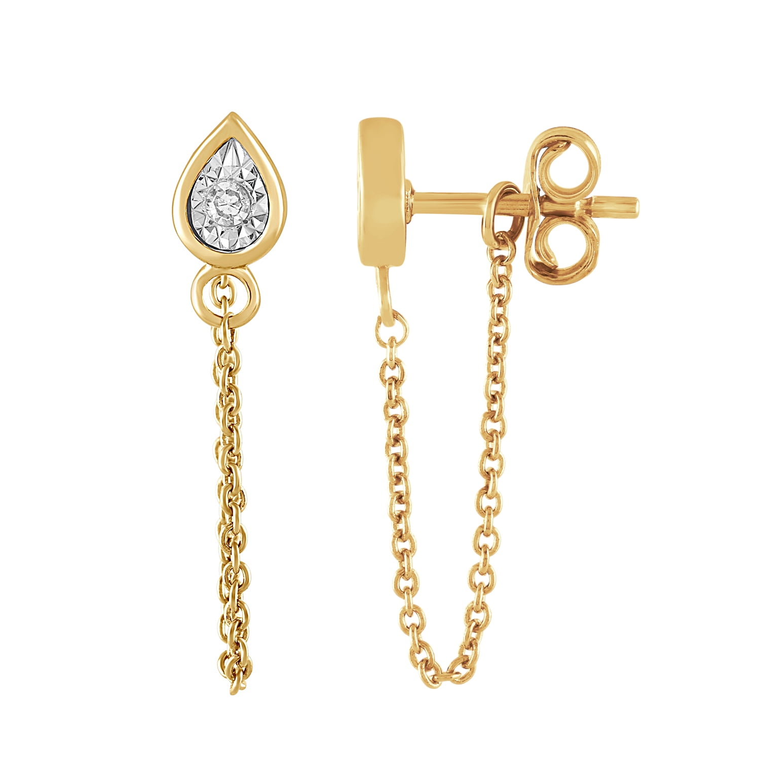 Brilliance Fine Jewelry Lab-Grown Diamond Yellow Gold-Plated Silver Convertible Earrings Set - Image 3