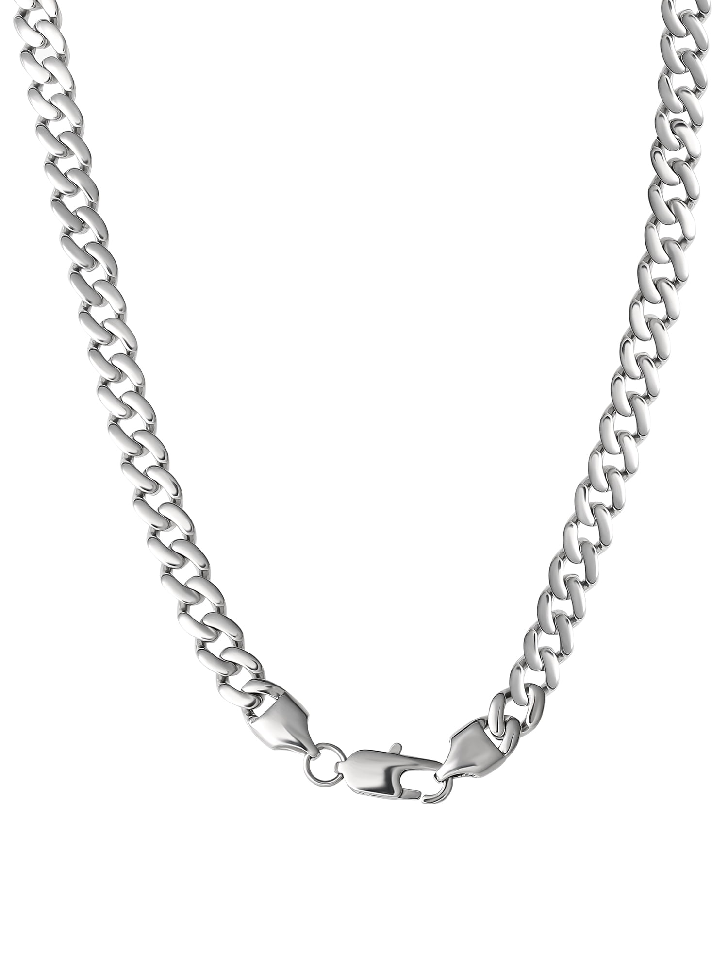 Brilliance Fine Jewelry Men's Stainless Steel Simulated Diamond 7MM Curb Chain Necklace, 22 inches - Image 2
