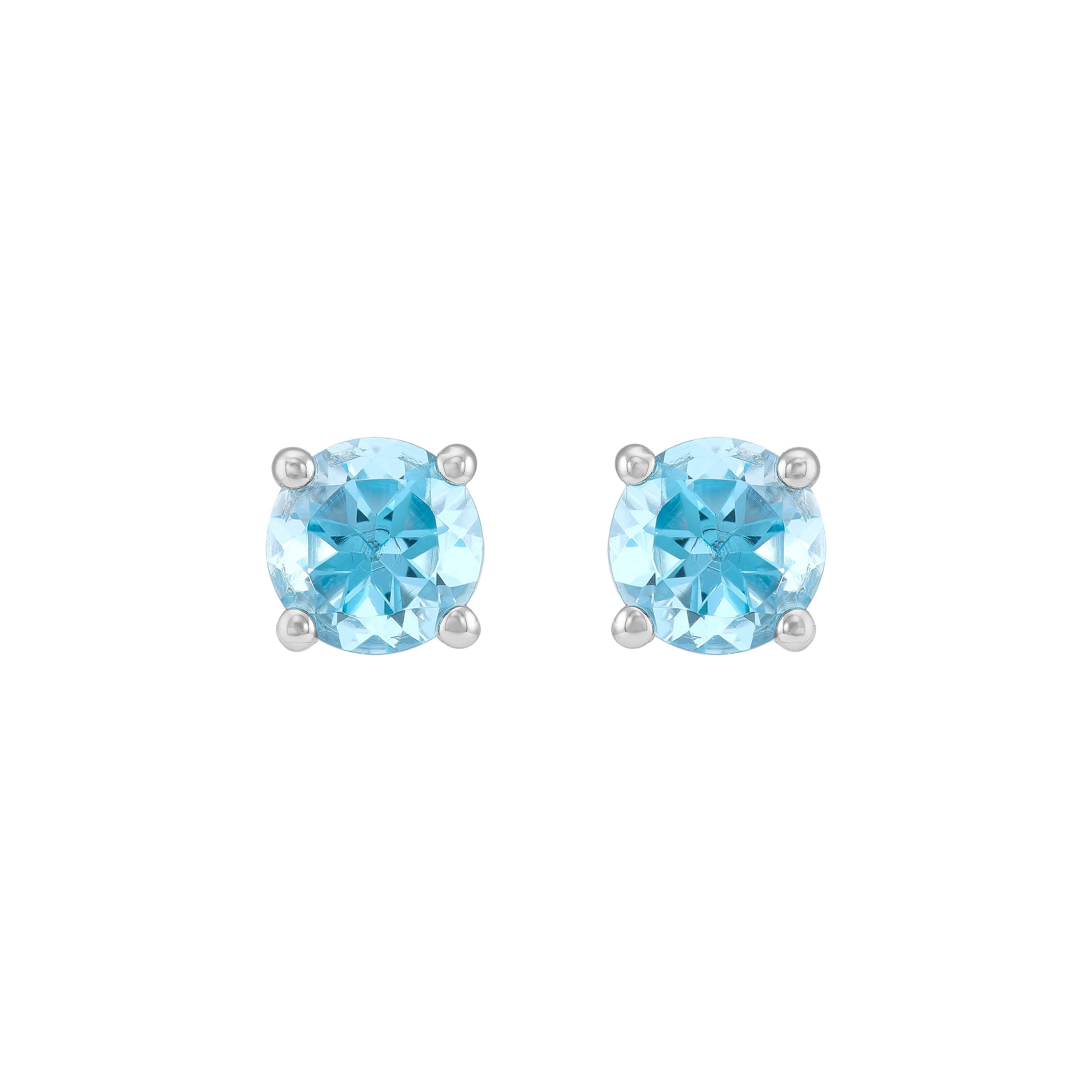 Brilliance Fine Jewelry Oval Blue Topaz Pendant and Round Stud Earrings Set in Sterling Silver - Image 2
