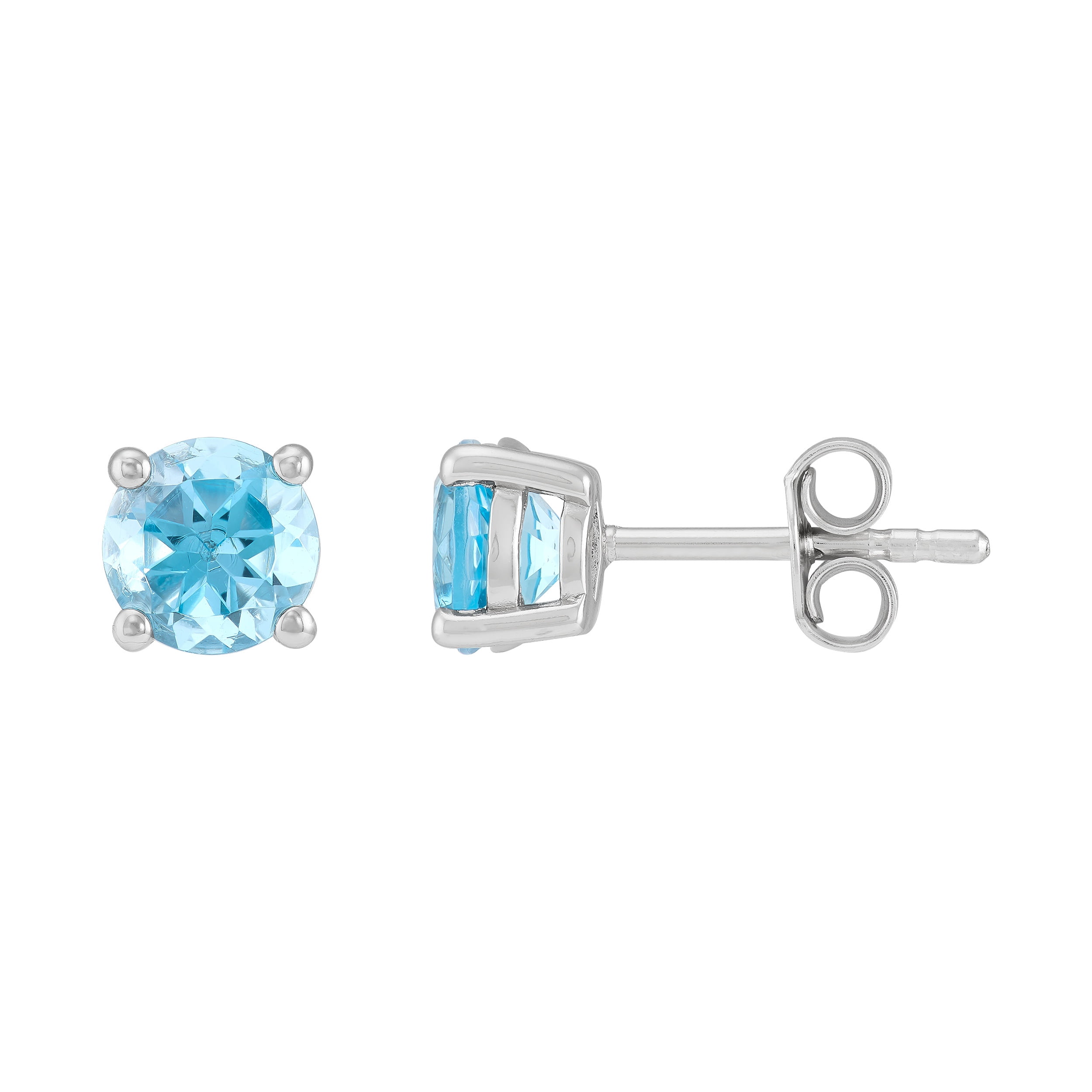 Brilliance Fine Jewelry Oval Blue Topaz Pendant and Round Stud Earrings Set in Sterling Silver - Image 4
