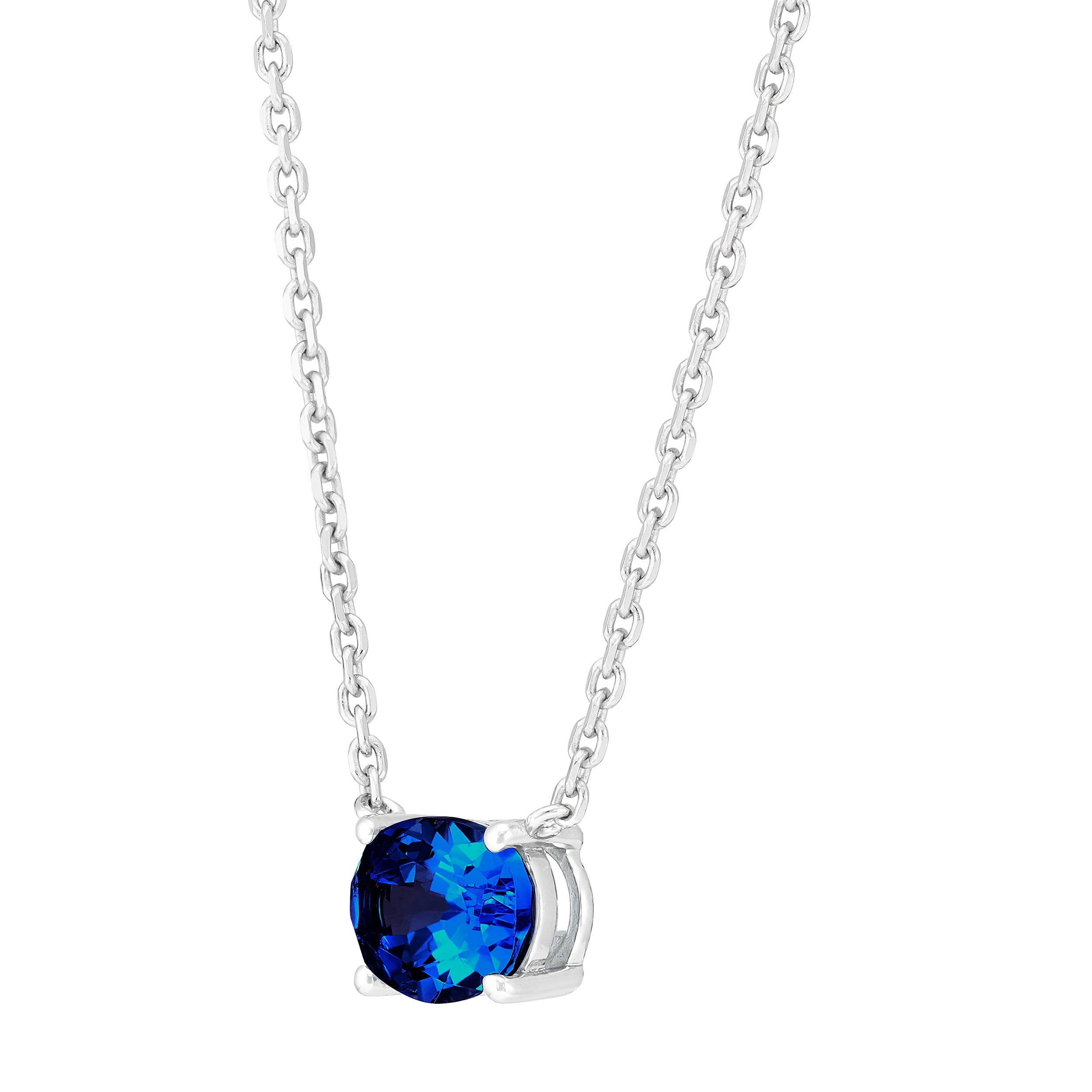 Brilliance Fine Jewelry Oval Created Sapphire Necklace in Sterling Silver - Image 3