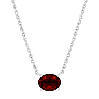 Brilliance Fine Jewelry Oval Garnet Necklace in Sterling Silver