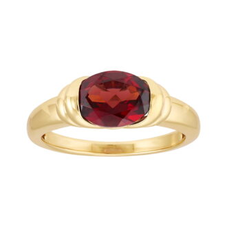 Brilliance Fine Jewelry Oval Garnet Ring in 14KT Gold Plated Sterling Silver