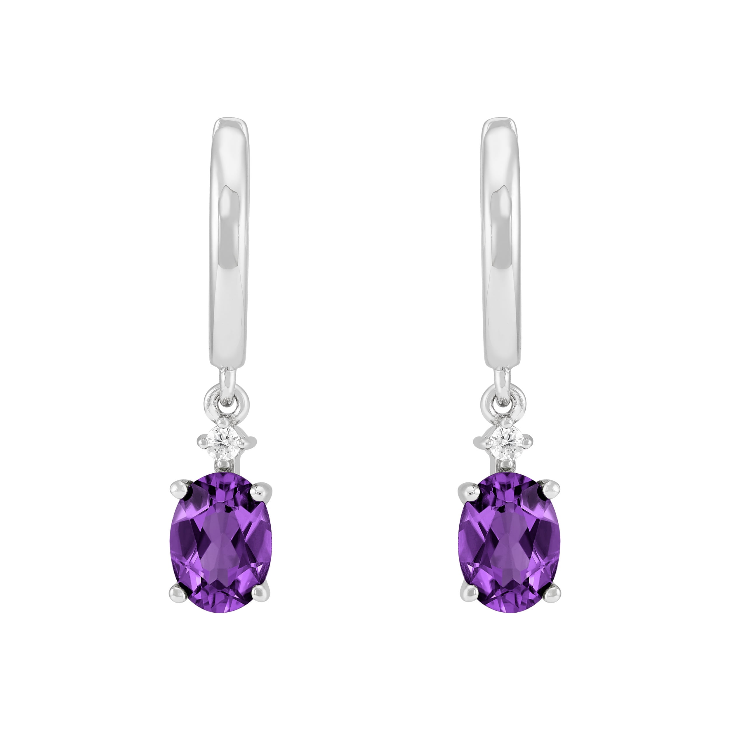 Brilliance Fine Jewelry Oval Simulated Amethyst Drop Earrings in Sterling Silver