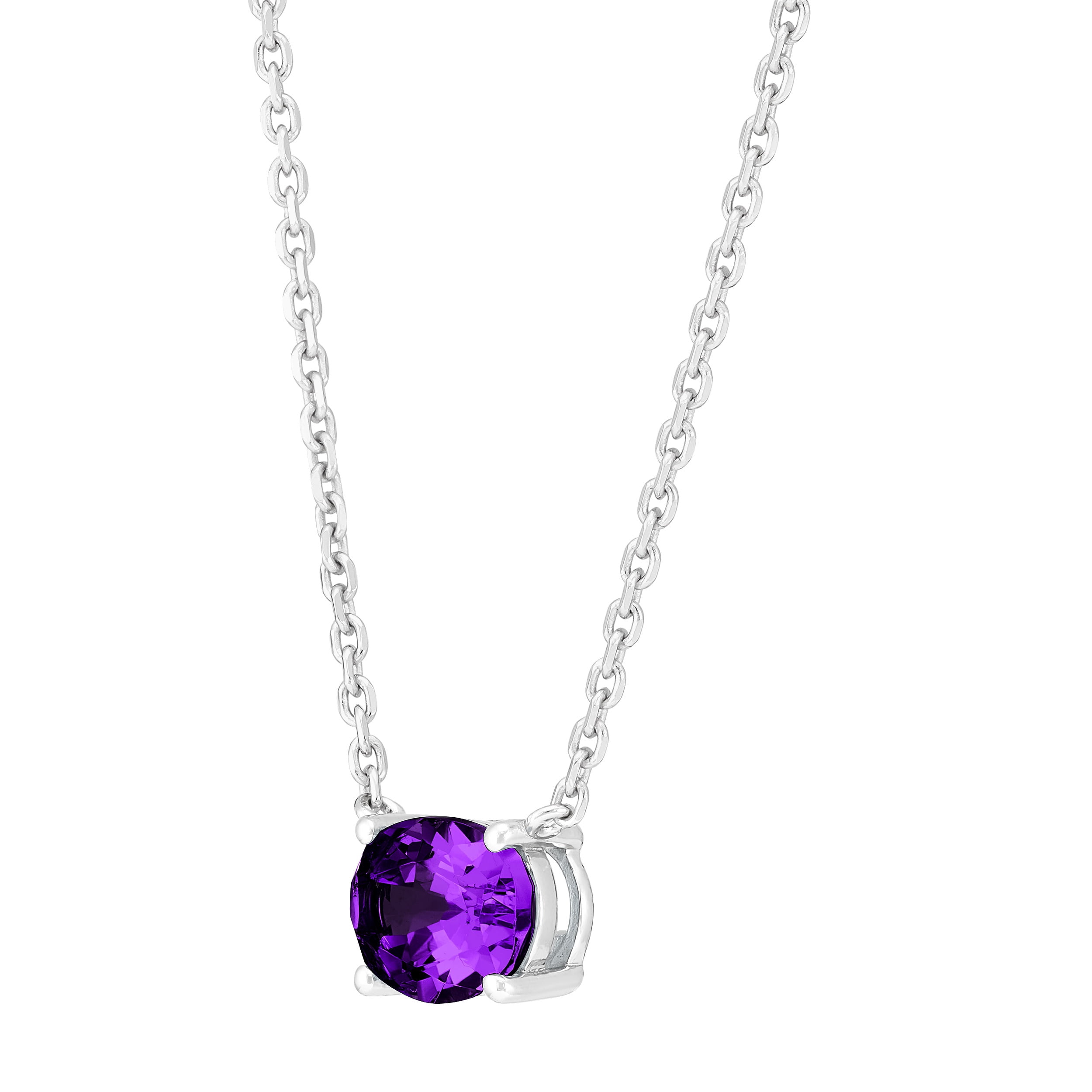Brilliance Fine Jewelry Oval Simulated Amethyst Necklace in Sterling Silver - Image 2