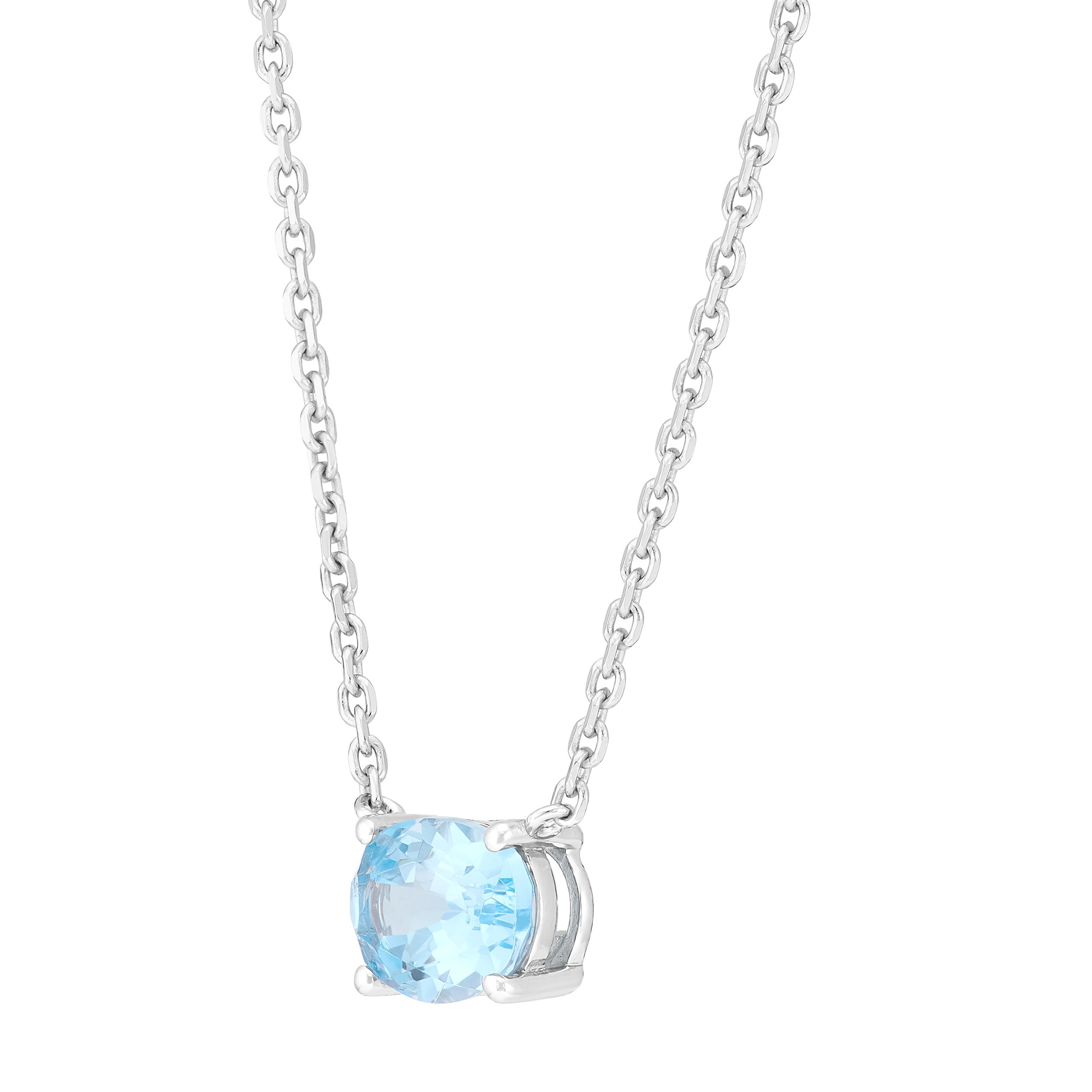 Brilliance Fine Jewelry Oval Simulated Aquamarine Necklace in Sterling Silver - Image 3