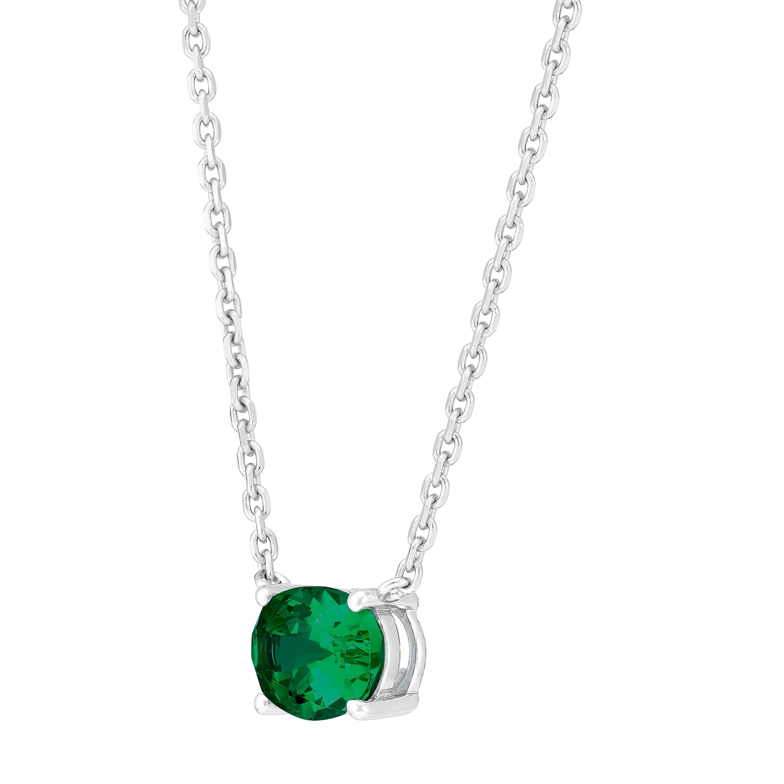 Brilliance Fine Jewelry Oval Simulated Emerald Necklace in Sterling Silver - Image 2