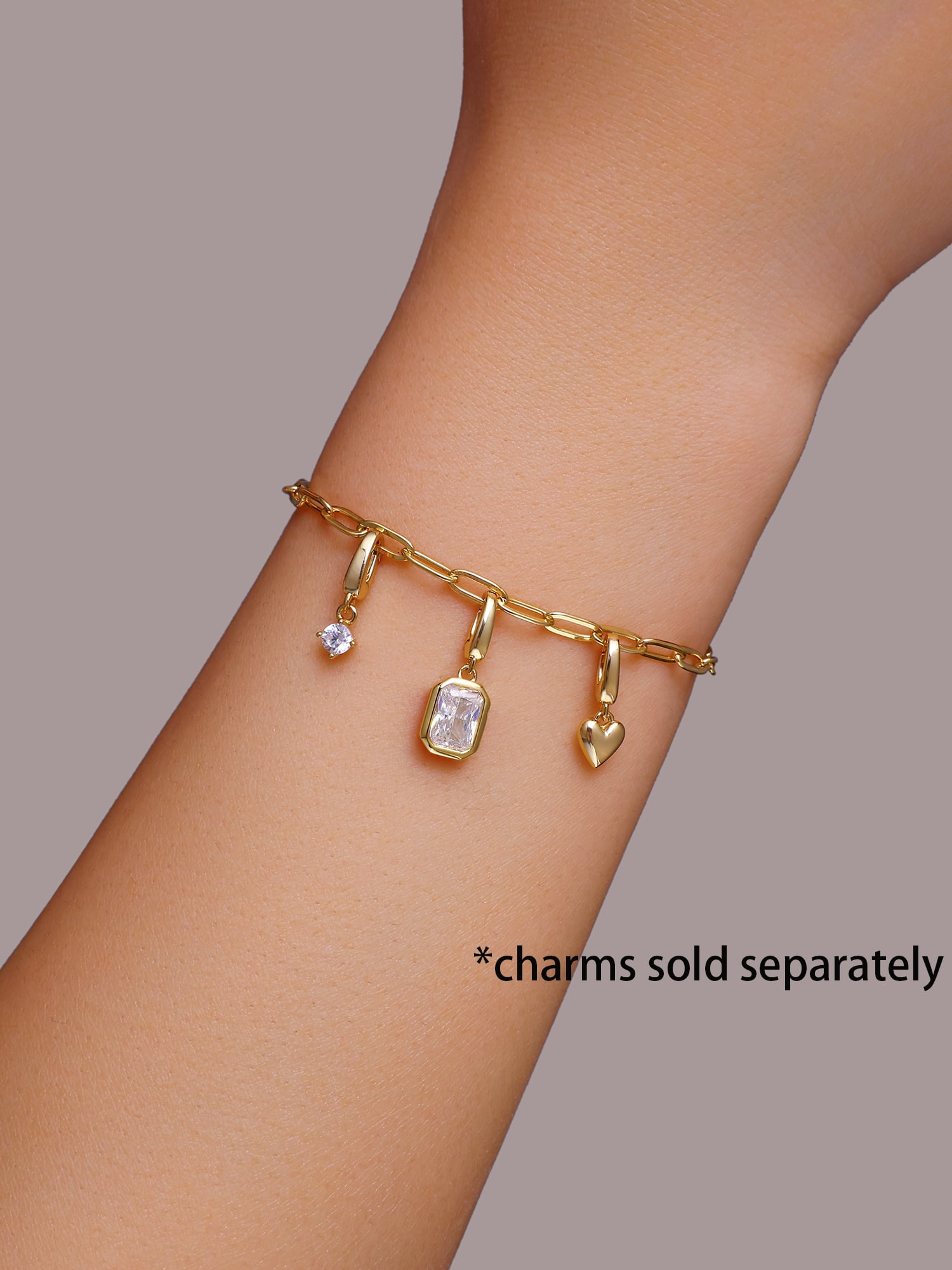 Brilliance Fine Jewelry Paperclip Bracelet for Charms in 14Kt Gold Plated Sterling Silver - Image 2