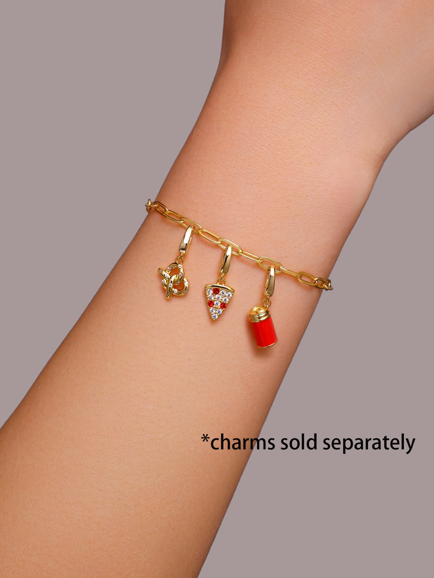 Brilliance Fine Jewelry Paperclip Bracelet for Charms in 14Kt Gold Plated Sterling Silver - Image 4