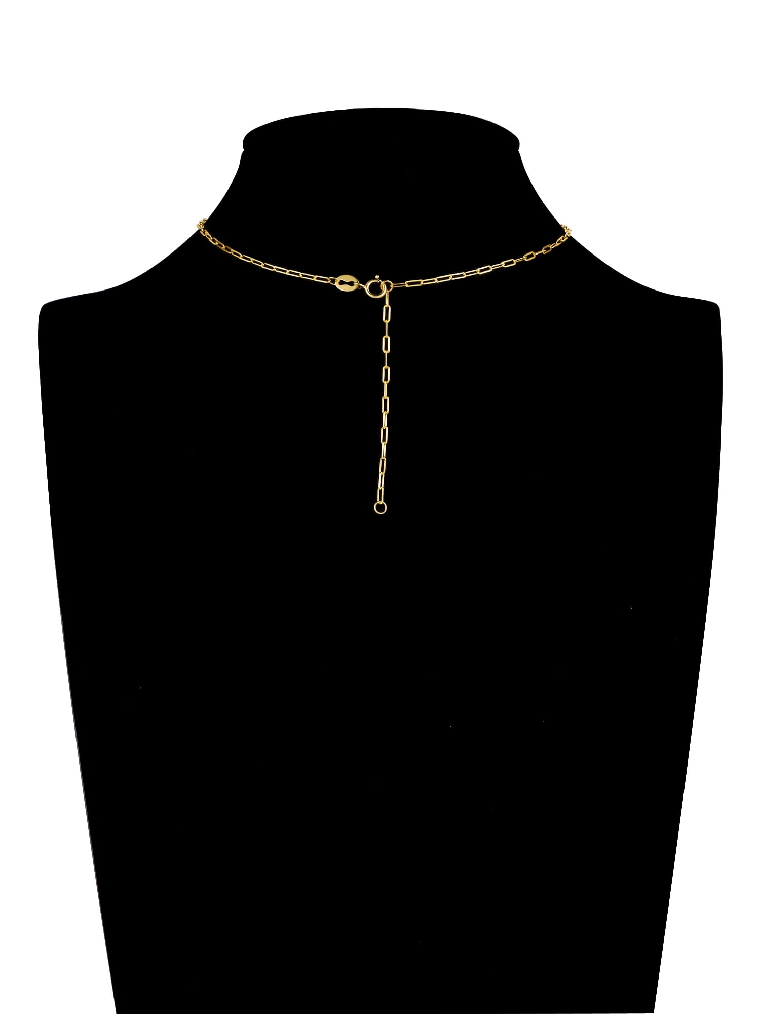 Brilliance Fine Jewelry Paperclip Chain with Round Charm Connector in 14KT Gold Plated Sterling Silver - Image 2