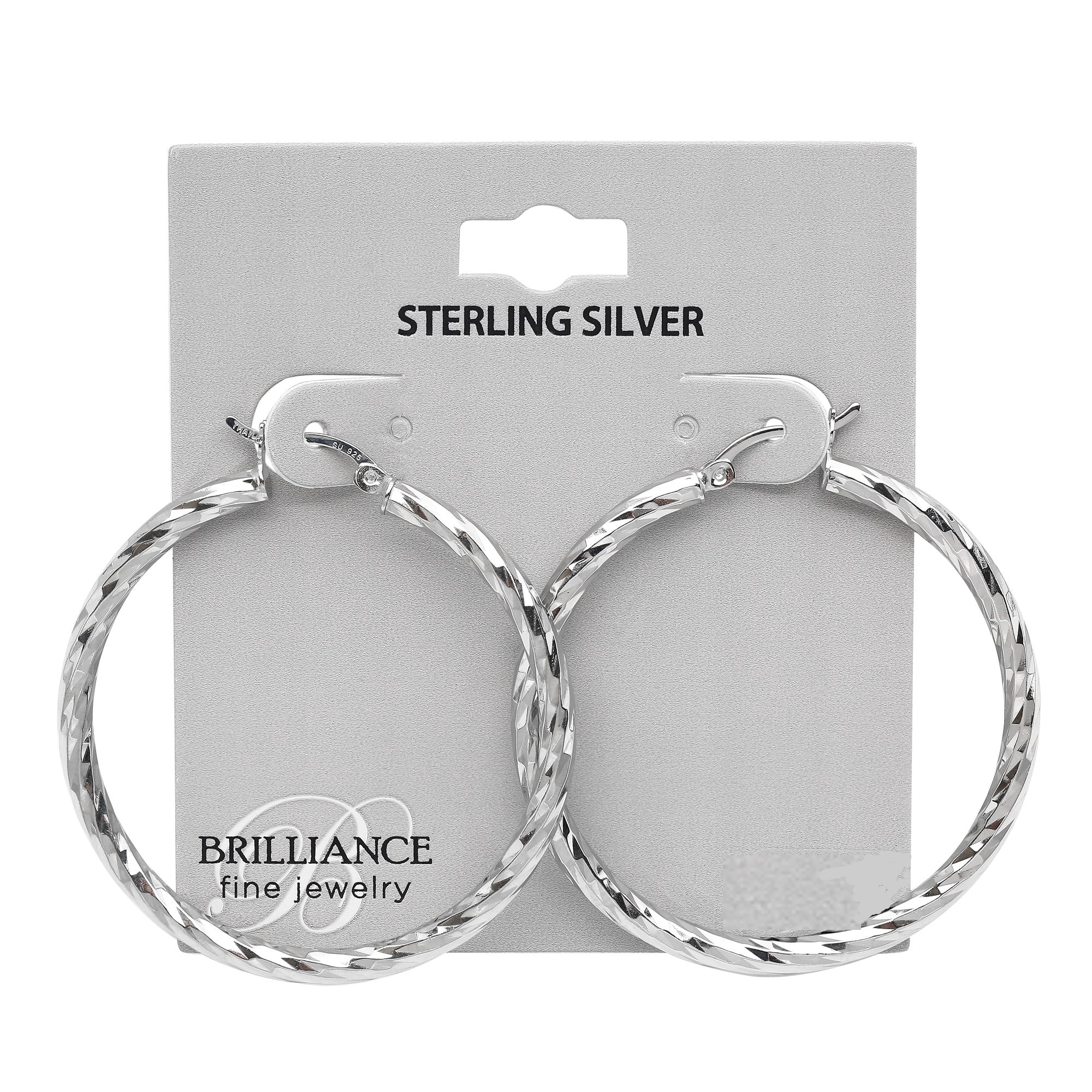 Brilliance Fine Jewelry Rope Twist Hoop Earrings in Sterling Silver 40MM - Image 3