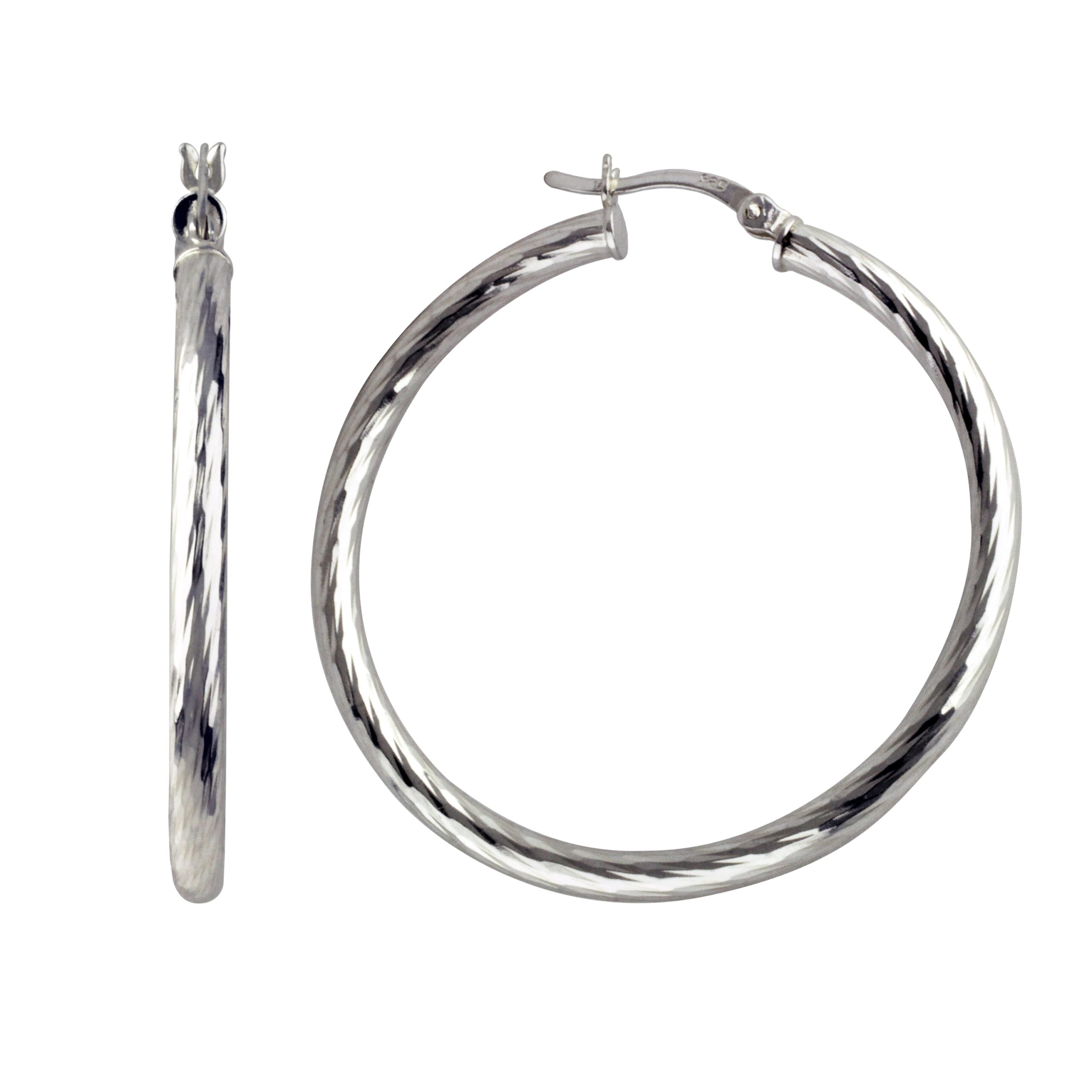 Brilliance Fine Jewelry Rope Twist Hoop Earrings in Sterling Silver 40MM