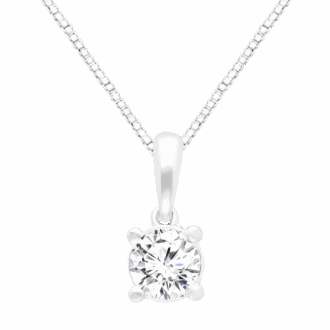 Brilliance Fine Jewelry Round 1/2 Carat Lab Grown Diamond Solitaire Pendant Necklace in Sterling Silver