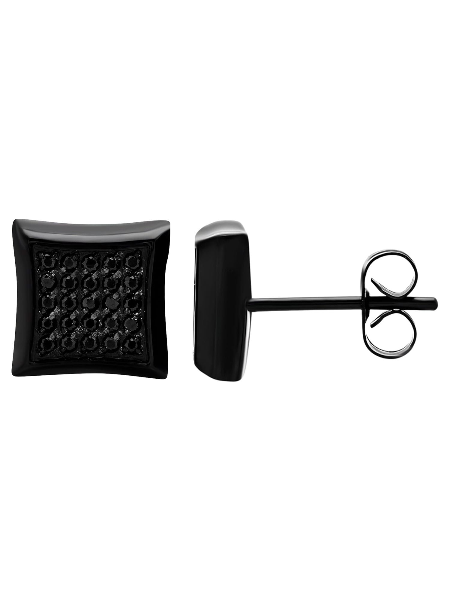 Brilliance Fine Jewelry Round Black CZ Earrings, Stainless Steel, 10.00mm - Image 4