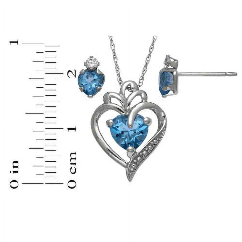 Brilliance Fine Jewelry Simulated Blue Topaz and Cubic Zirconia Set in Sterling Silver - Image 2