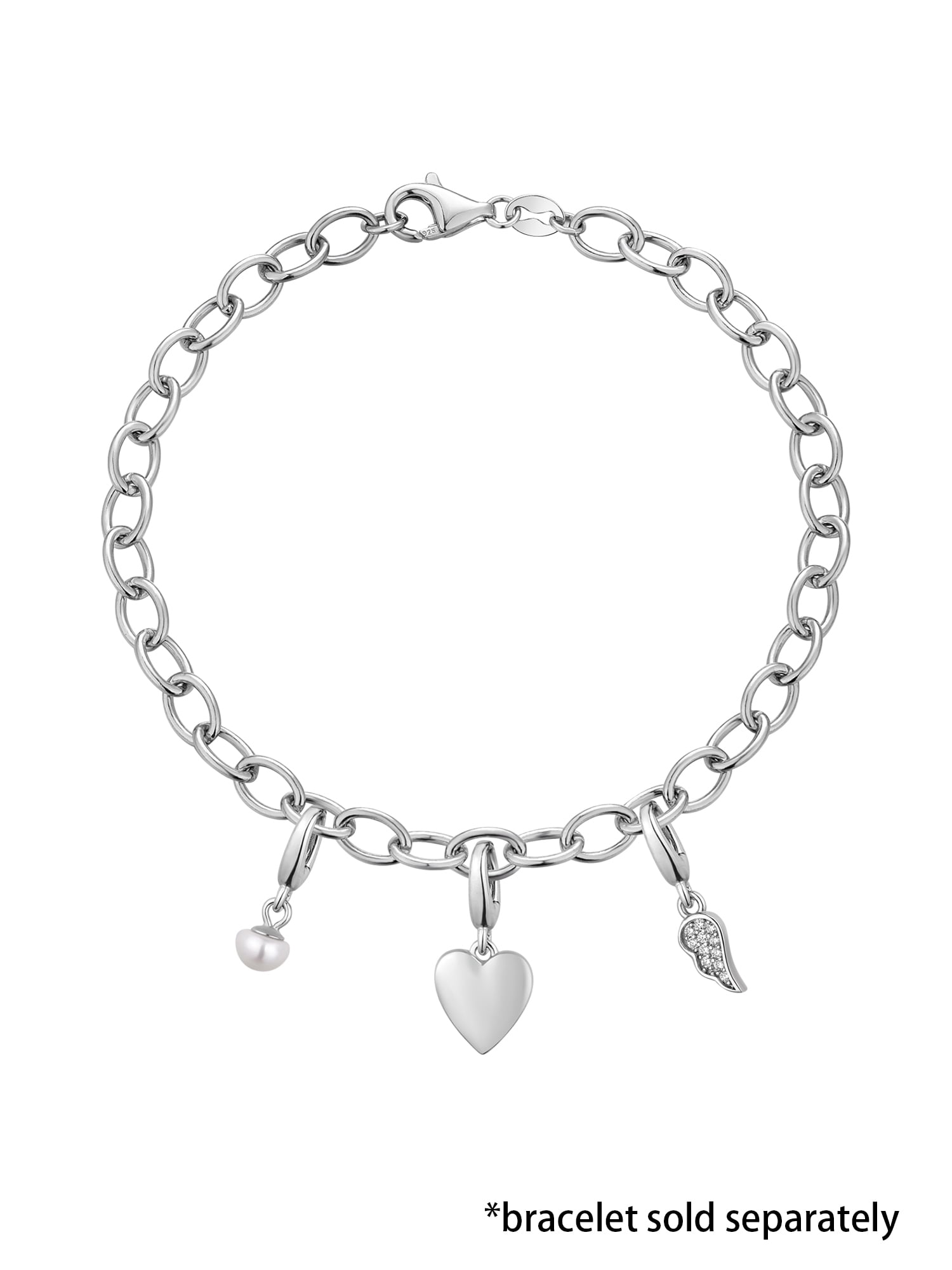 Brilliance Fine Jewelry Simulated Diamonds Heart Angel Charm Set in Sterling Silver - Image 5