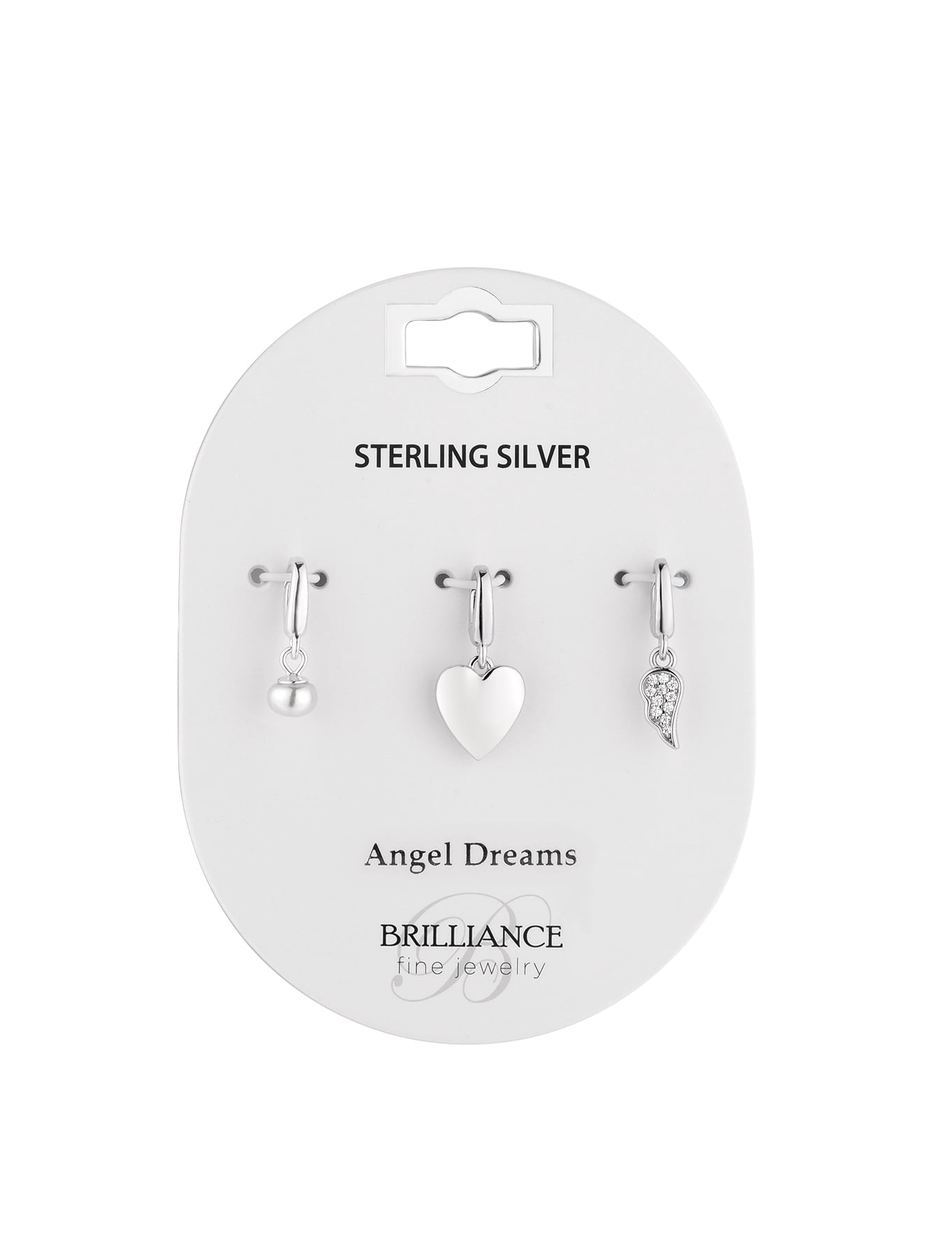 Brilliance Fine Jewelry Simulated Diamonds Heart Angel Charm Set in Sterling Silver - Image 2