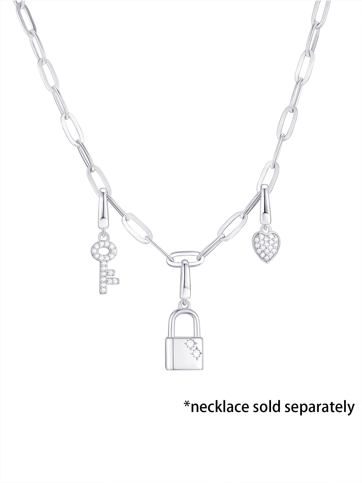 Brilliance Fine Jewelry Simulated Diamonds Key Lock Charm Set in Sterling Silver - Image 5