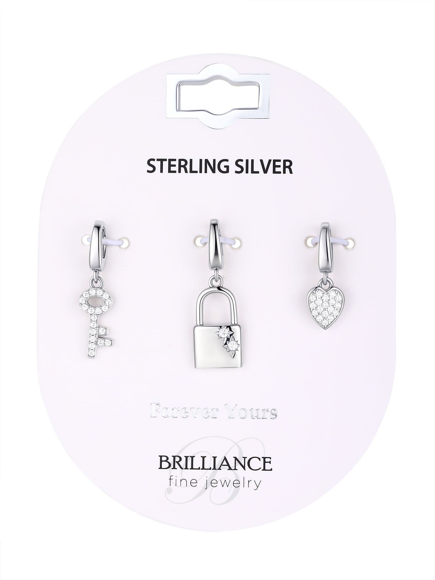 Brilliance Fine Jewelry Simulated Diamonds Key Lock Charm Set in Sterling Silver - Image 3