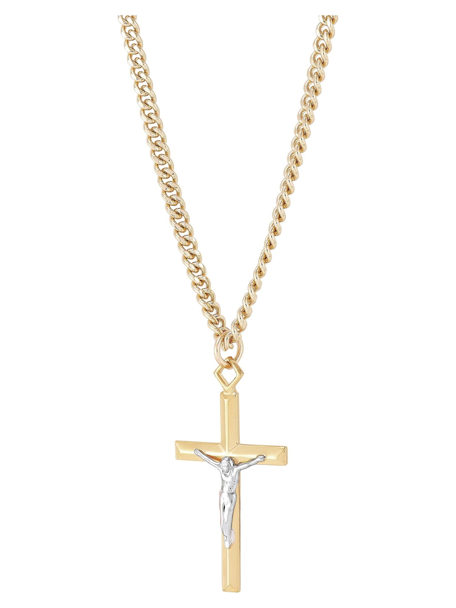 Brilliance Fine Jewelry Stainless Steel Gold-Filled and Rhodium Crucifix Pendant, 24" Necklace - Image 5