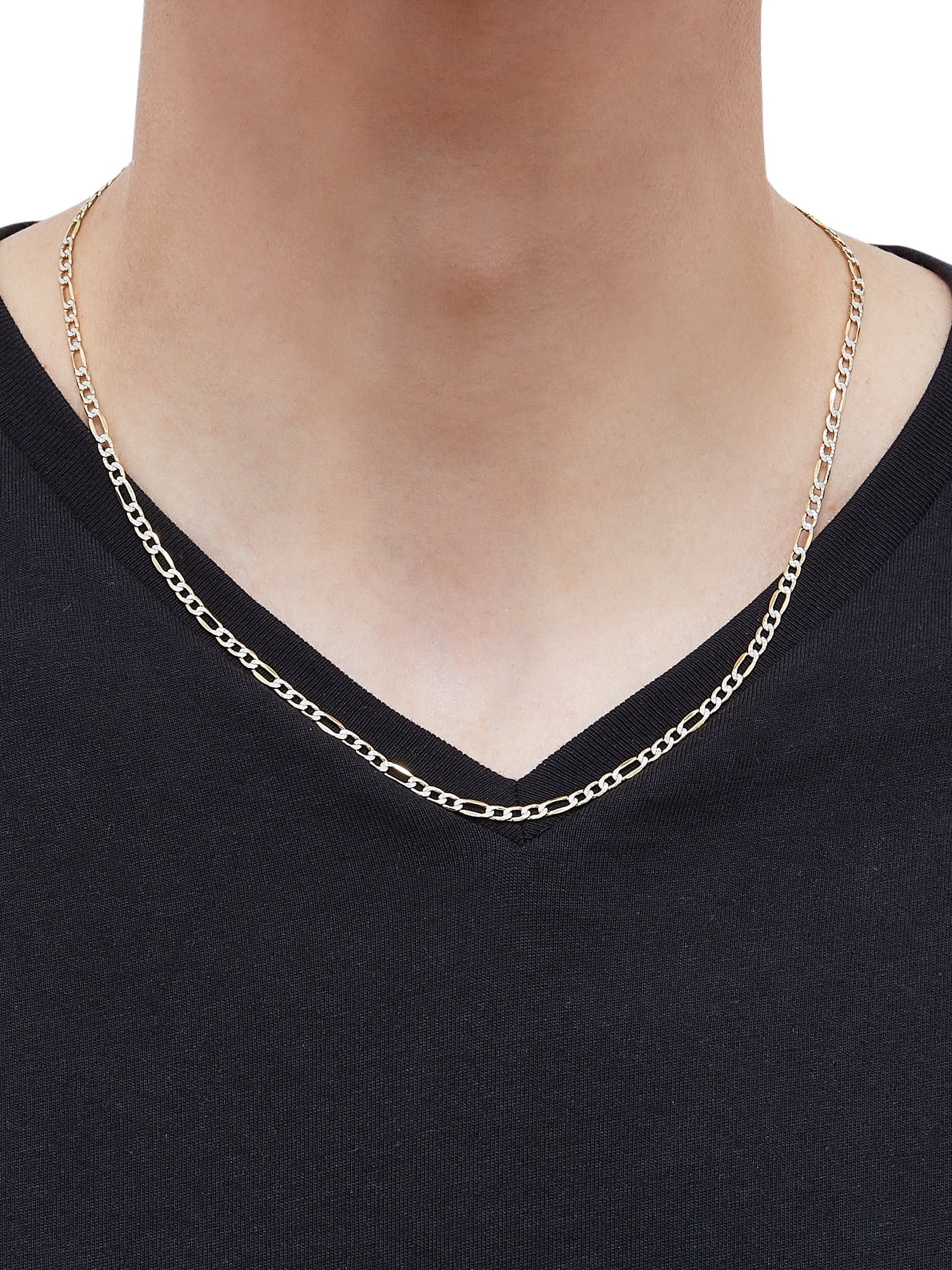 Brilliance Fine Jewelry Sterling Silver 1/20 10K Yellow Gold 3.40MM Hollow Figaro Necklace, 20" - Image 3