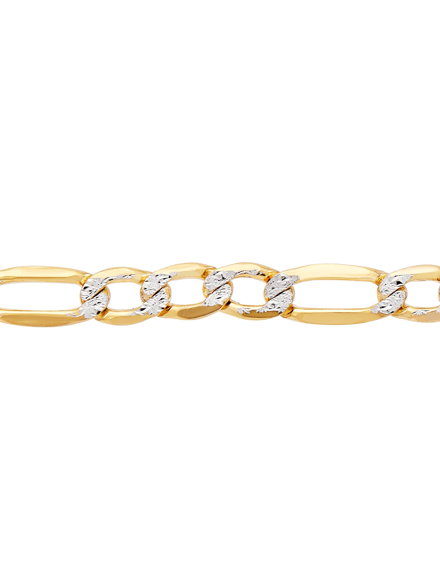 Brilliance Fine Jewelry Sterling Silver 1/20 10K Yellow Gold 3.40MM Hollow Figaro Necklace, 20" - Image 2