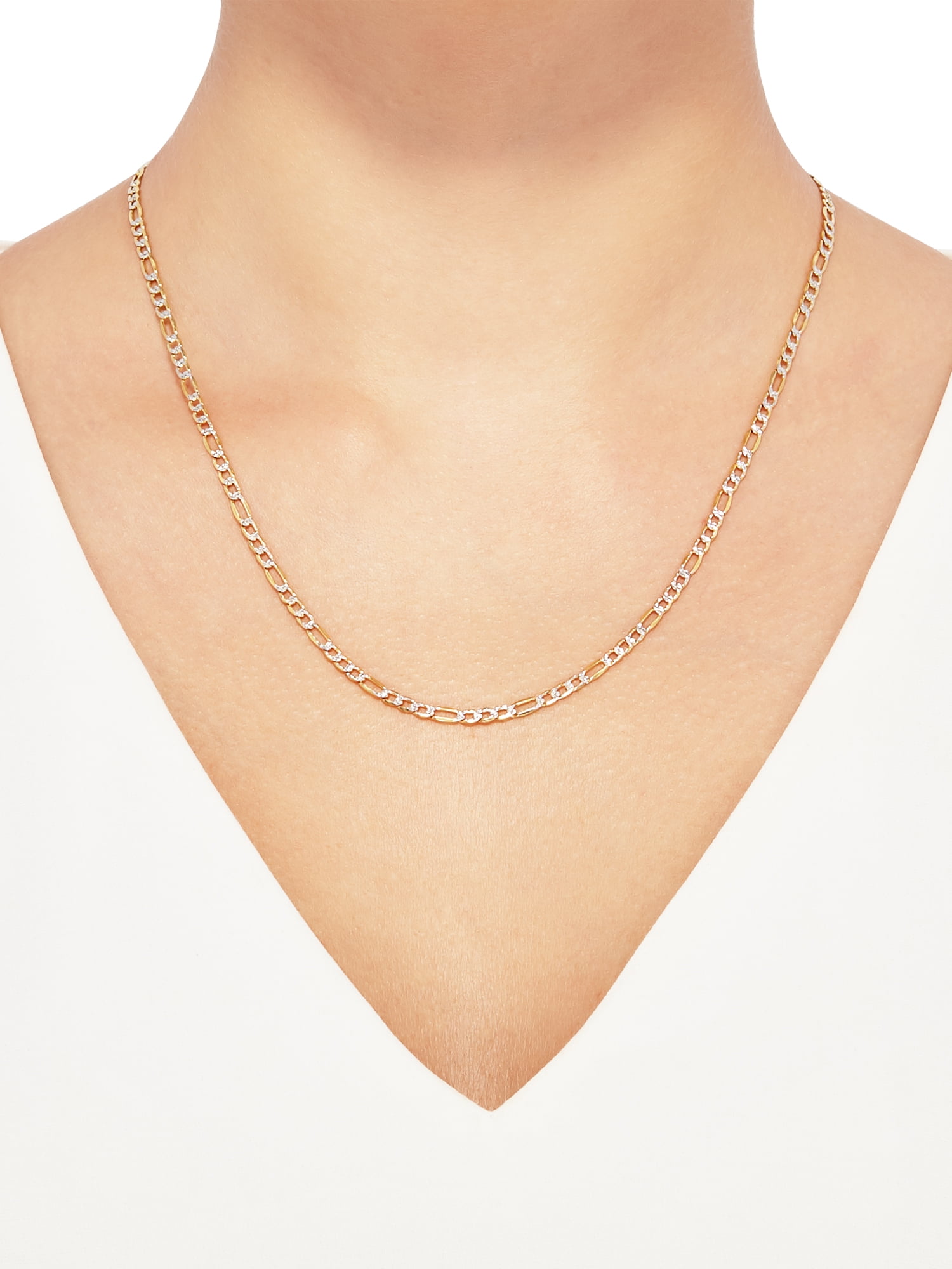 Brilliance Fine Jewelry Sterling Silver 1/20 10K Yellow Gold 3.40MM Hollow Figaro Necklace, 20" - Image 4