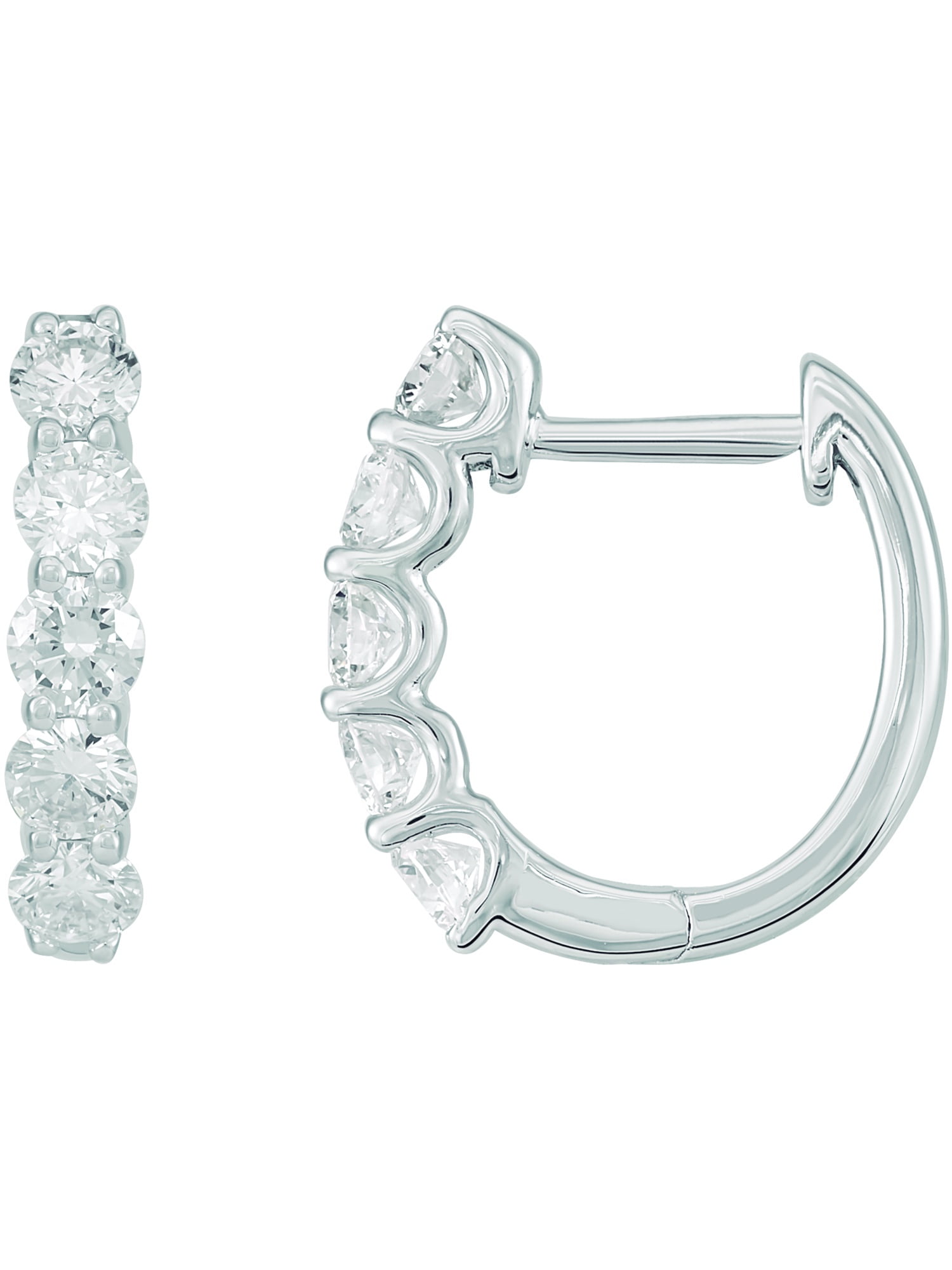 Brilliance Fine Jewelry Sterling Silver 1 CTTW Lab Grown Diamond Oval Hoop Earrings - Image 2