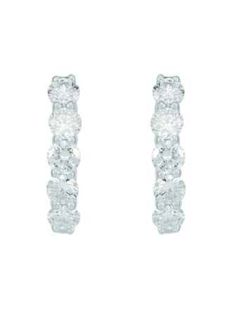Brilliance Fine Jewelry Sterling Silver 1 CTTW Lab Grown Diamond Oval Hoop Earrings