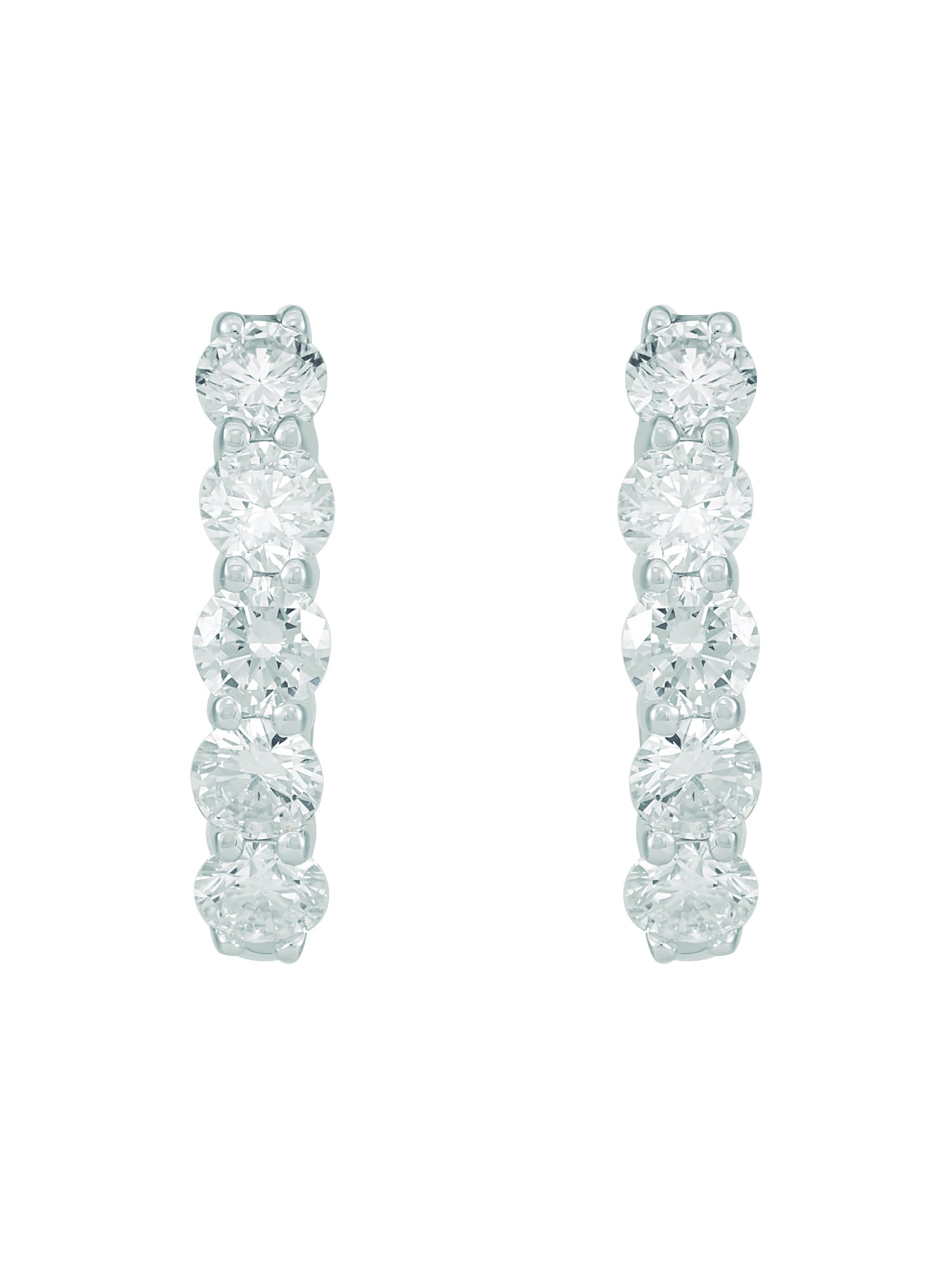 Brilliance Fine Jewelry Sterling Silver 1 CTTW Lab Grown Diamond Oval Hoop Earrings