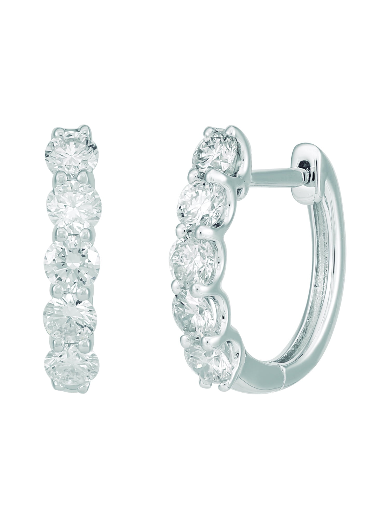 Brilliance Fine Jewelry Sterling Silver 1 CTTW Lab Grown Diamond Oval Hoop Earrings - Image 4