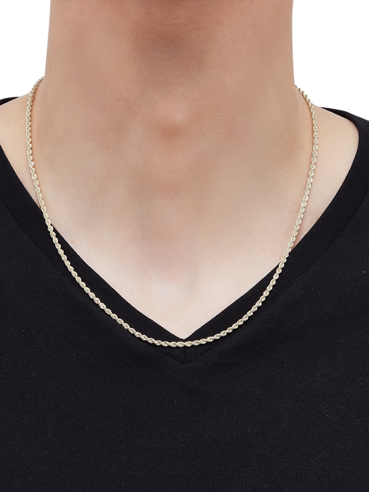 Brilliance Fine Jewelry Sterling Silver and 1/20 10K Gold 2.40MM Hollow Rope Necklace, 18" - Image 3