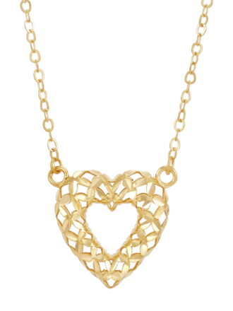 Brilliance Fine Jewelry Sterling Silver and 14KT Gold Plated 3D Open Heart Adjustable Necklace