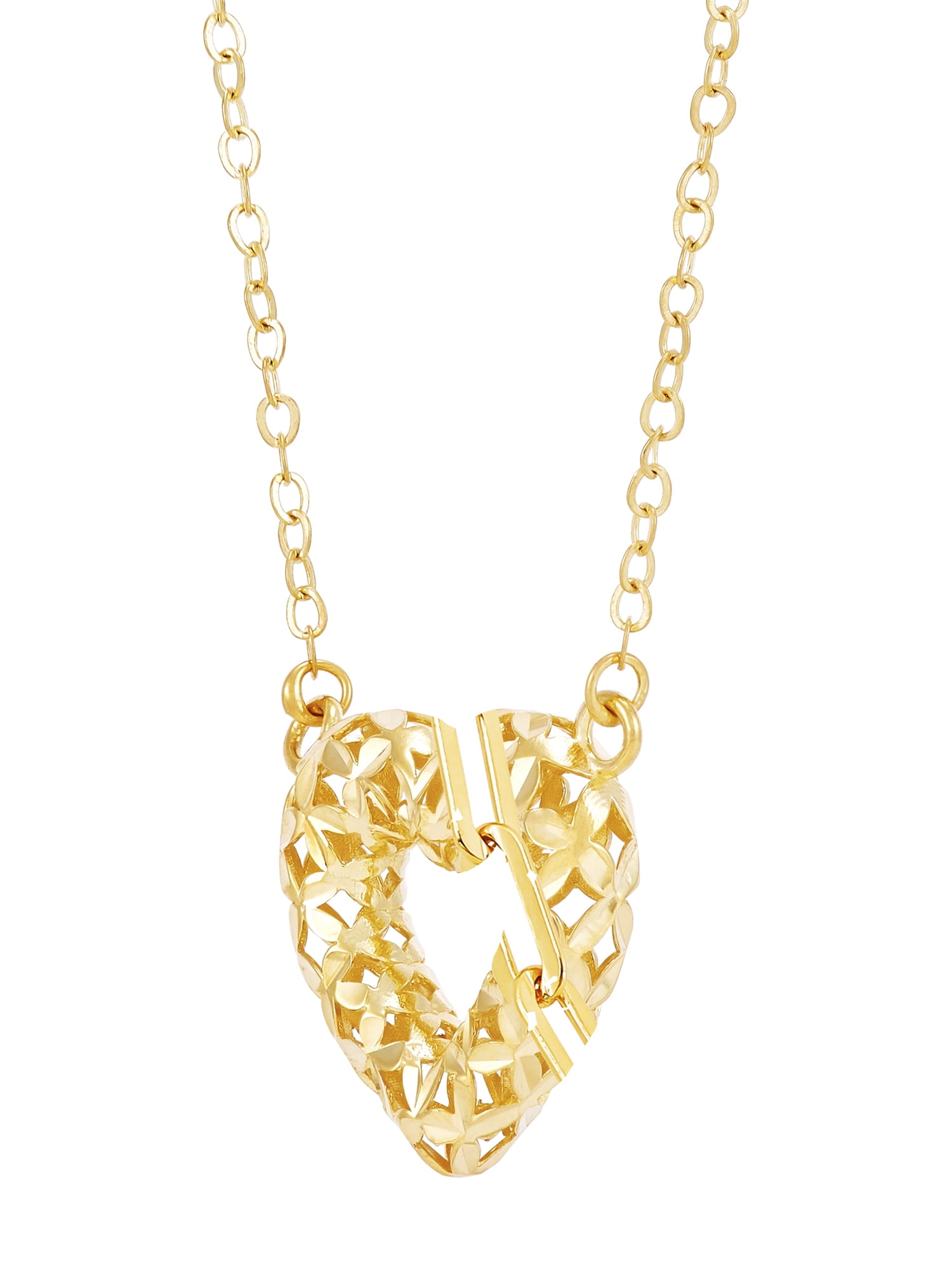 Brilliance Fine Jewelry Sterling Silver and 14KT Gold Plated 3D Open Heart Adjustable Necklace - Image 3