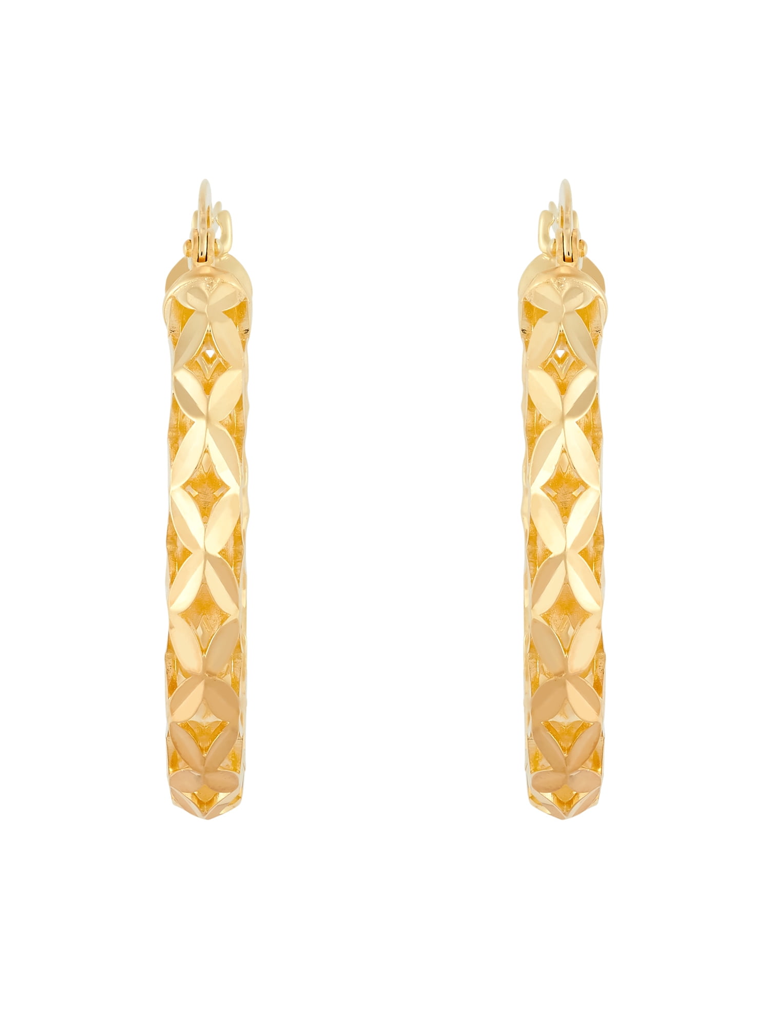 Brilliance Fine Jewelry Sterling Silver and 14KT Gold Plated 3D Round Hoop Earrings - Image 3