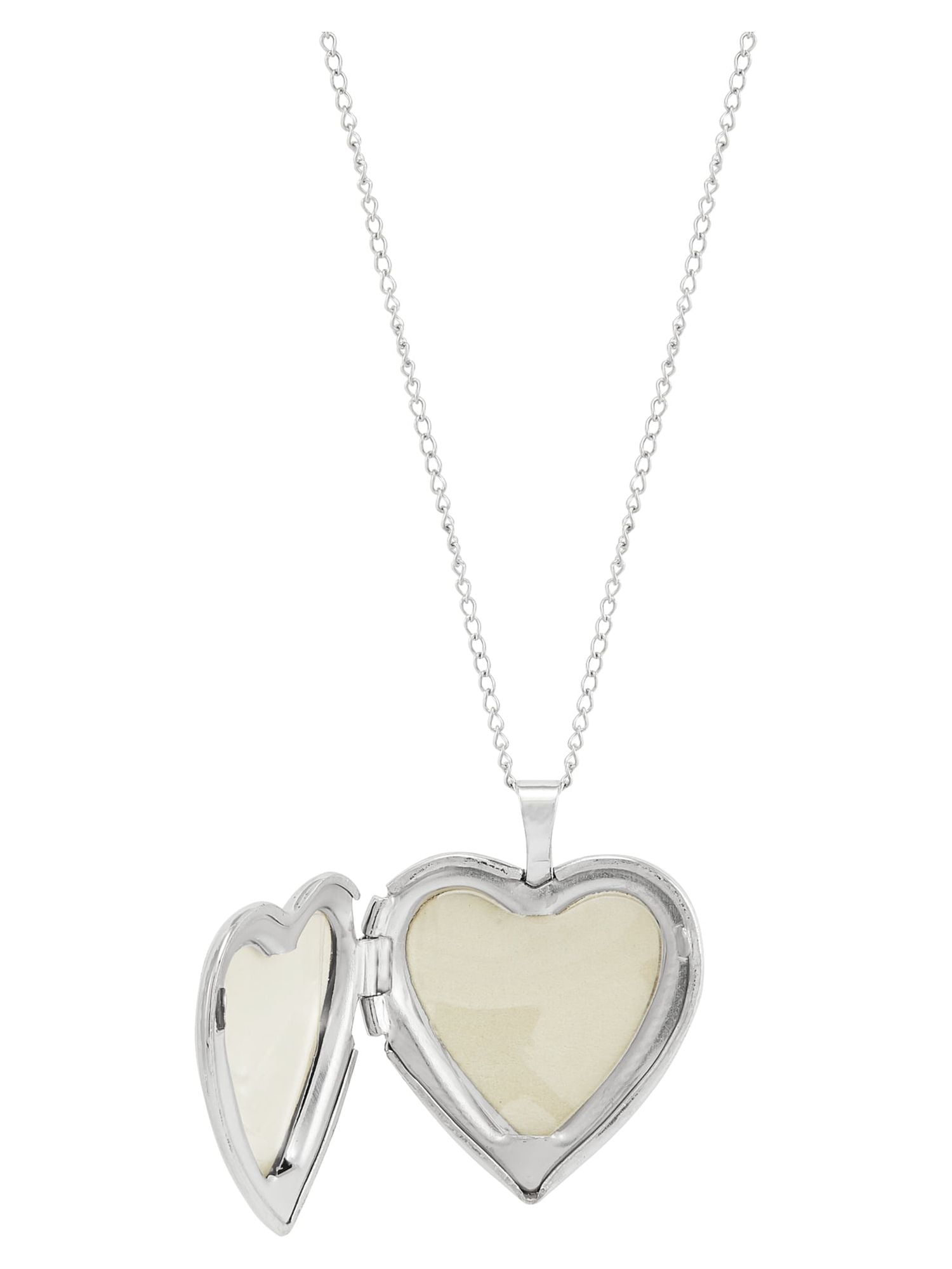 Brilliance Fine Jewelry Sterling Silver Hollow Locket Heart Double-Heart Engraved Design Pendant, 18" - Image 4