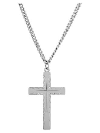 Brilliance Fine Jewelry Sterling Silver Latin Cross on Stainless Necklace, 24"