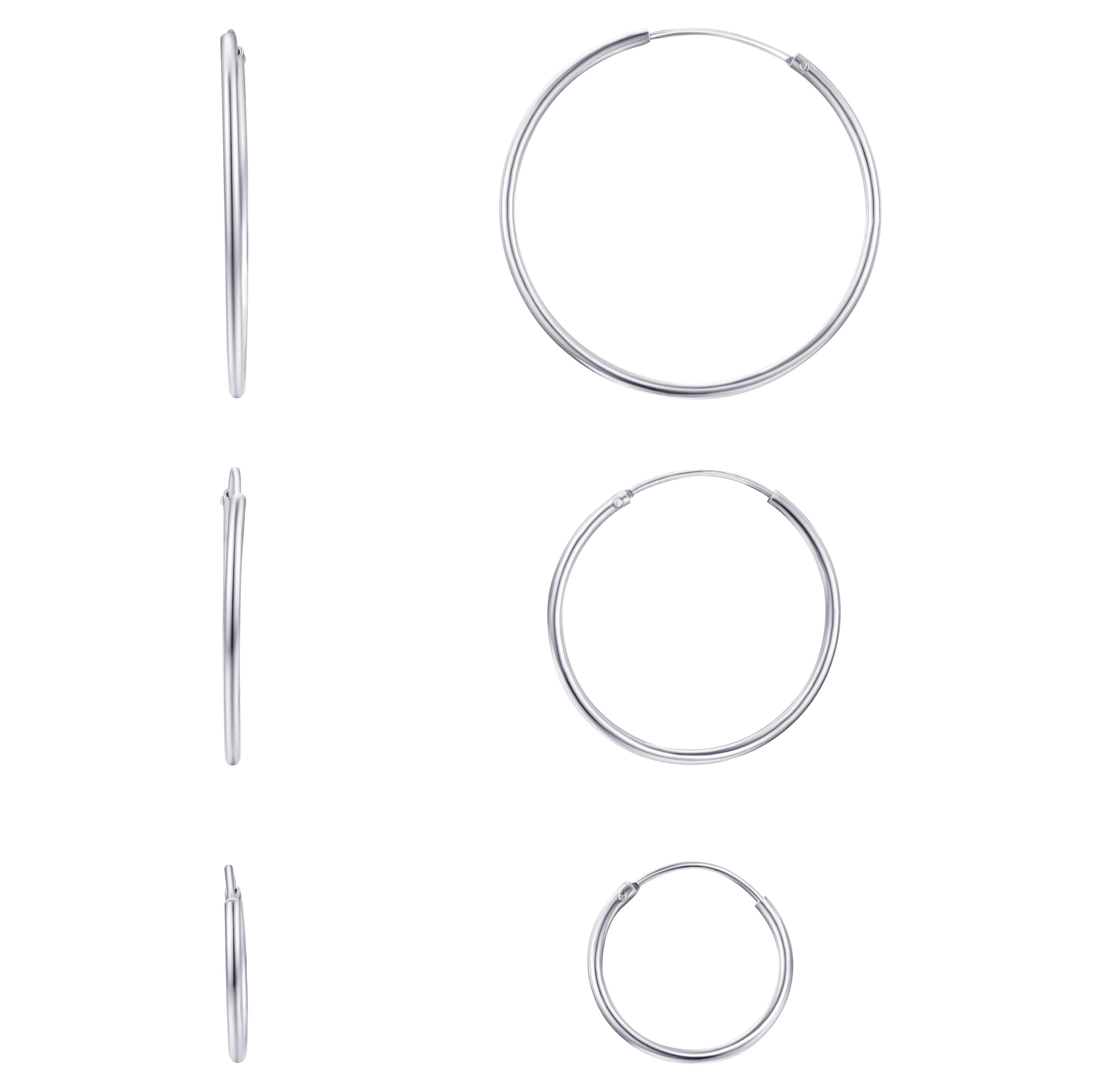Brilliance Fine Jewelry Trio Set of Endless Hoops in Sterling Silver
