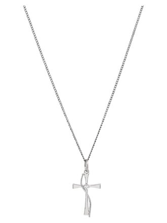 Brilliance Fine Jewelry With Cubic Zirconia Accent Sterling Silver Cross Pendant, 18" Necklace