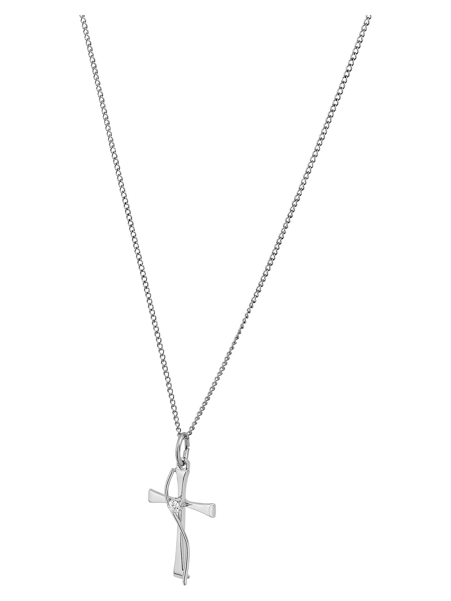 Brilliance Fine Jewelry With Cubic Zirconia Accent Sterling Silver Cross Pendant, 18" Necklace - Image 4