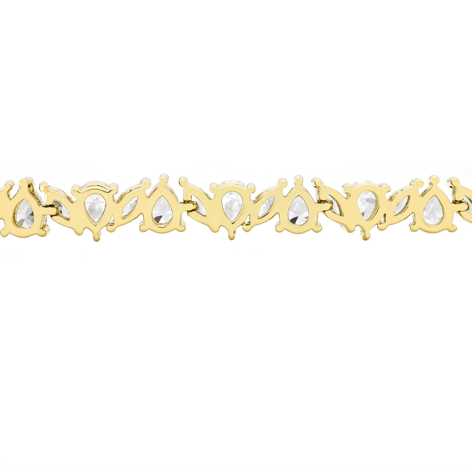 Brilliance Fine Jewelry Women’s 14K Gold Plated.925 Sterling Silver Simulated Marquise and Pear White Diamond Bracelet, 7.25" - Image 2