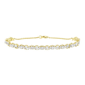 Brilliance Fine Jewelry Women’s 14K Gold Plated.925 Sterling Silver Simulated Marquise and Pear White Diamond Bracelet, 7.25"