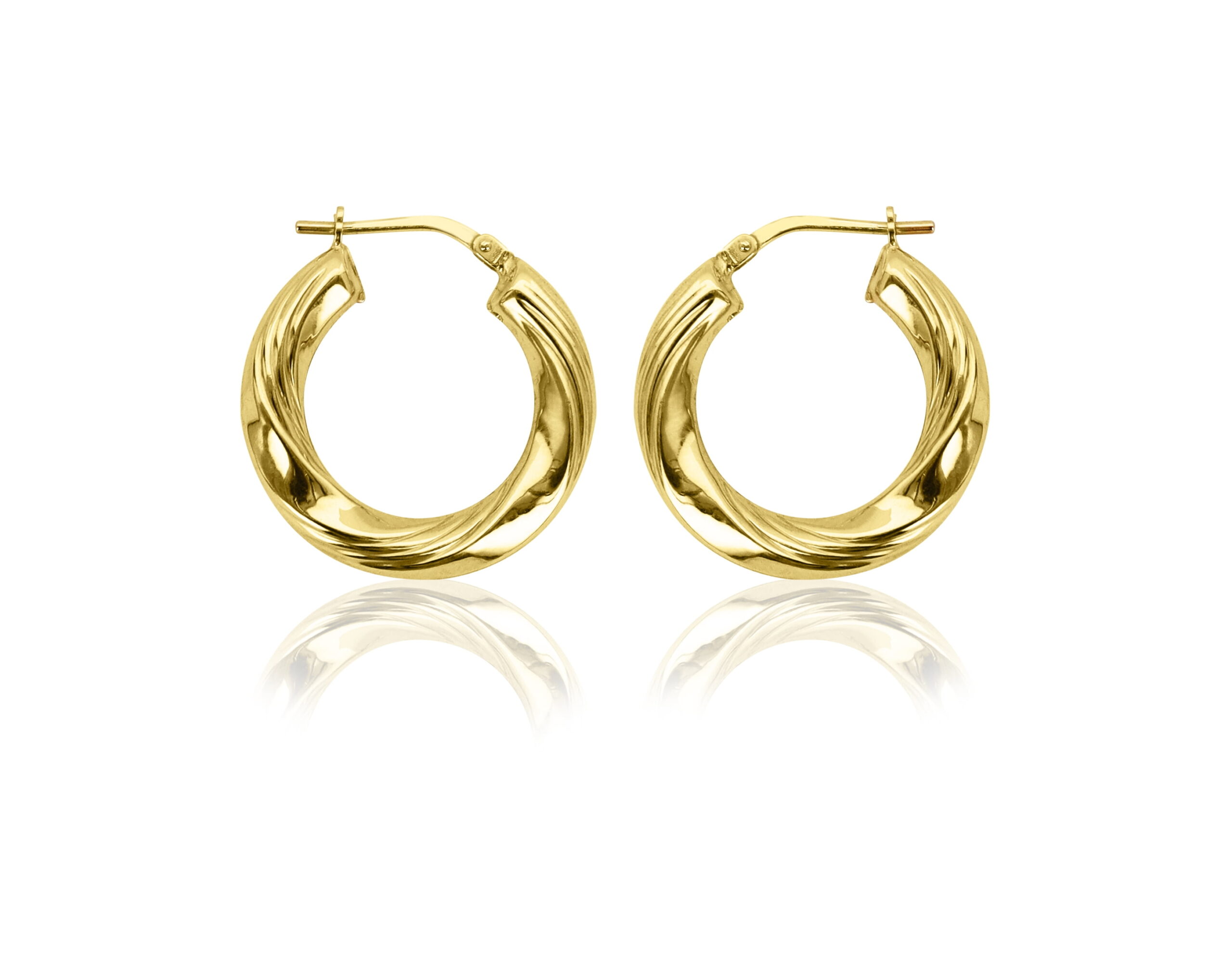 Brilliance Fine Jewelry Women's 14K Gold Plated Sterling Silver Twisted Ribbed Hoop Adults Earrings - Image 5